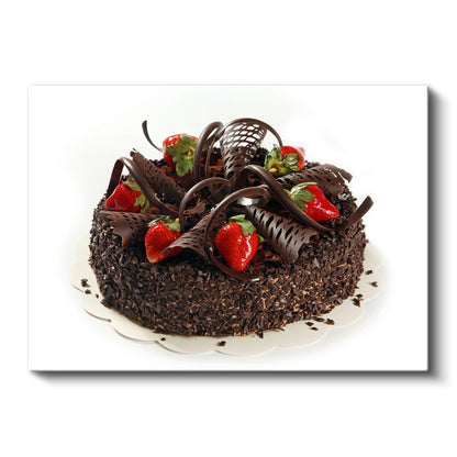 Çikolata Rüyası - Çileklerle Taçlandırılmış Pasta Kanvas Tablo