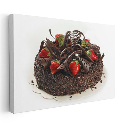 Çikolata Rüyası - Çileklerle Taçlandırılmış Pasta Kanvas Tablo