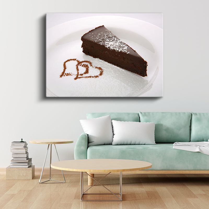 Çikolata Aşkı - Kalp Desenli Kakaolu Tatlı Dilimi Kanvas Tablo