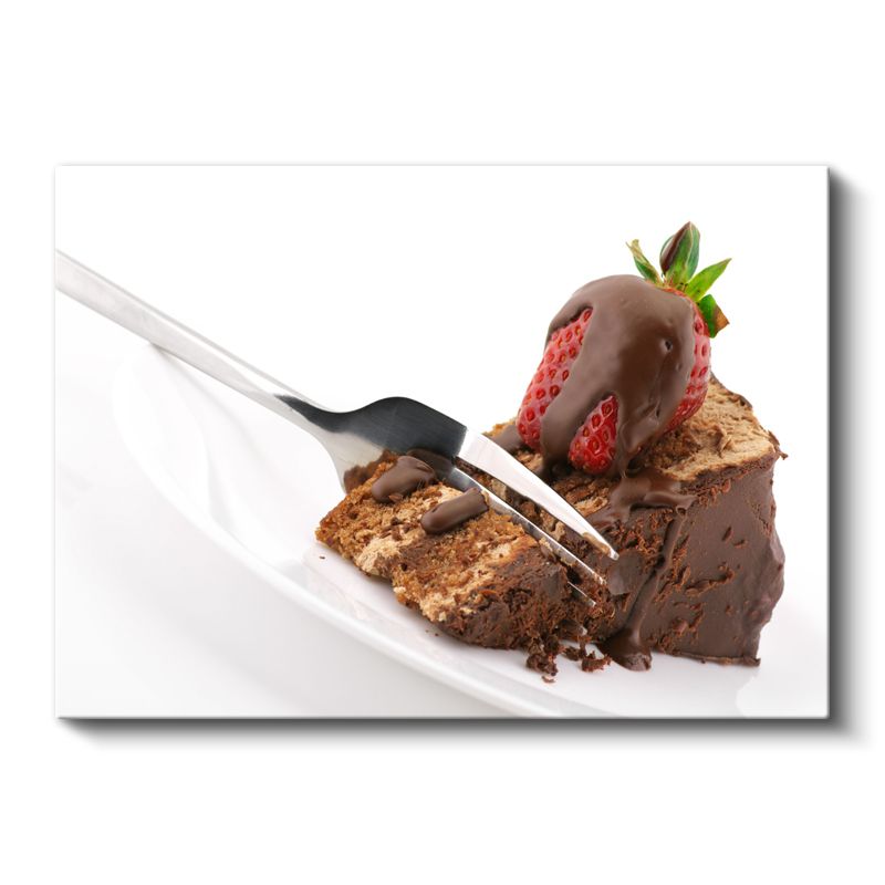 Çikolatalı Brownie - Çilekle Taçlandırılmış Tatlı Dilimi Kanvas Tablo