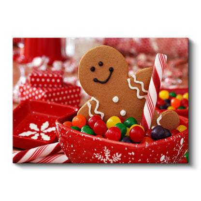 Neşeli Kurabiye Adam - Renkli Şekerlerle Süslenmiş Kanvas Tablo