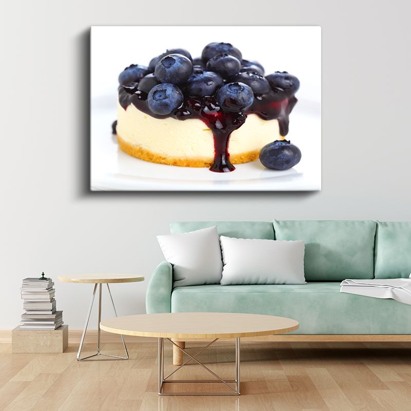 Yaban Mersinli Cheesecake - Tatlı Meyve Sosu Kanvas Tablo