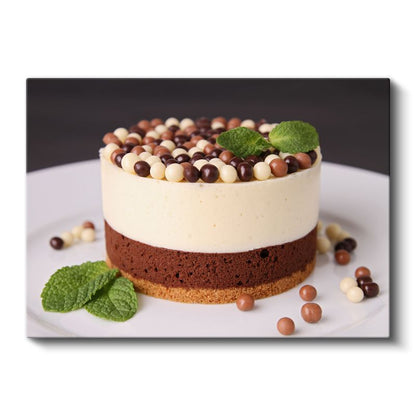 Çikolatalı Pasta - Renkli Toplarla Süslenmiş Kanvas Tablo
