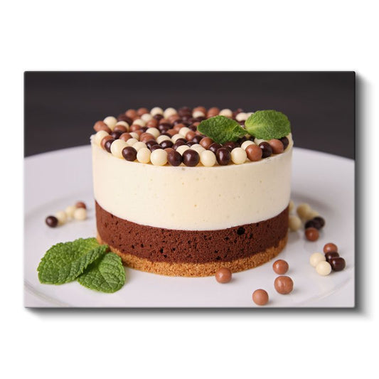 Çikolatalı Pasta - Renkli Toplarla Süslenmiş Kanvas Tablo