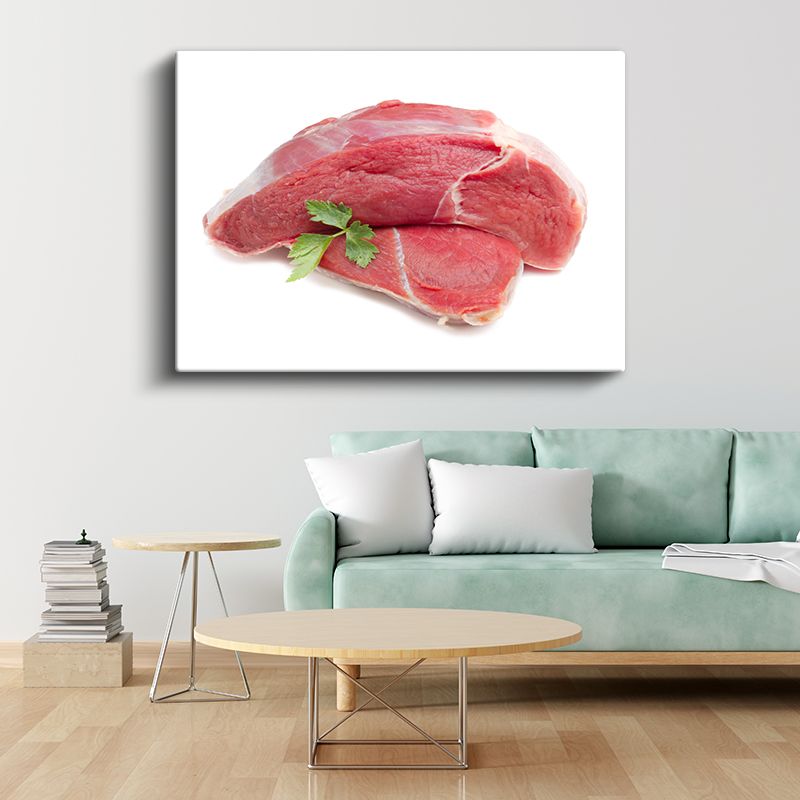Taze Et Parçaları - Maydanozla Süslenmiş Kırmızı Et Kanvas Tablo
