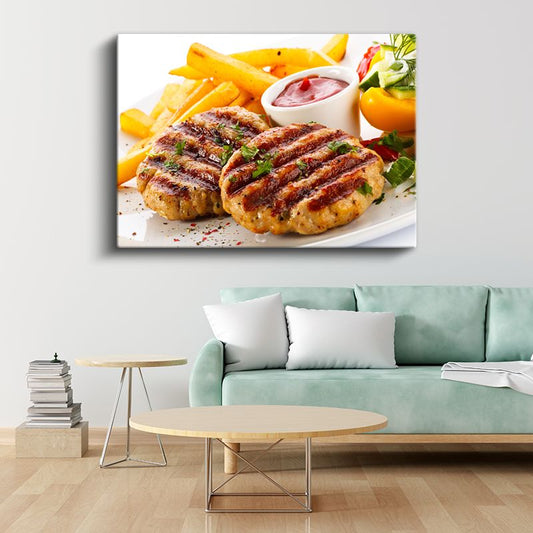 Izgara Köfte - Patates Kızartması Eşliğinde Kanvas Tablo
