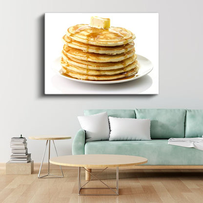 Pancake Kulesi - Tereyağlı Kahvaltı Lezzeti Kanvas Tablo