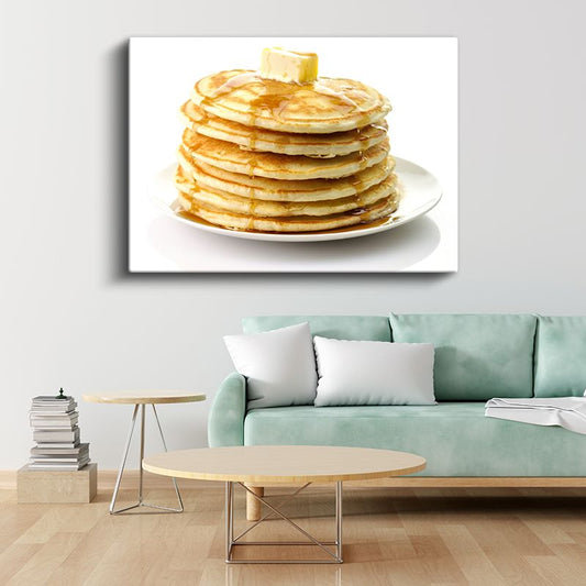 Pancake Kulesi - Tereyağlı Kahvaltı Lezzeti Kanvas Tablo