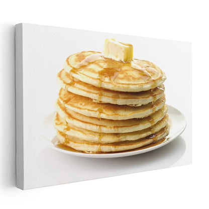 Pancake Kulesi - Tereyağlı Kahvaltı Lezzeti Kanvas Tablo