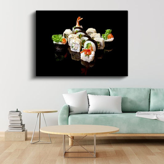 Suşi Çeşitleri - Karides ve Sebzeli Japon Lezzeti Kanvas Tablo