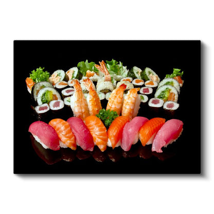 Premium Suşi Tabağı - Renkli Deniz Ürünleri Şöleni Kanvas Tablo