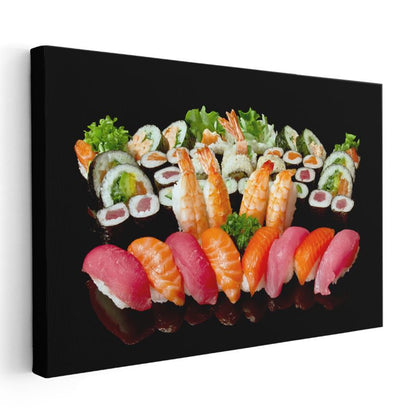 Premium Suşi Tabağı - Renkli Deniz Ürünleri Şöleni Kanvas Tablo