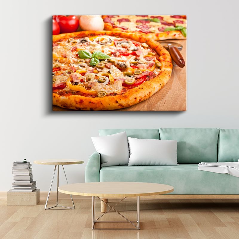 İtalyan Mutfağı - Karışık Malzemeli Pizza Kanvas Tablo