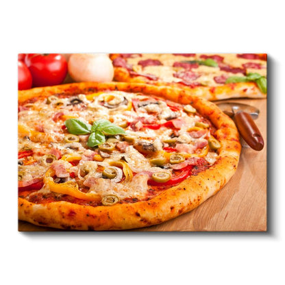 İtalyan Mutfağı - Karışık Malzemeli Pizza Kanvas Tablo