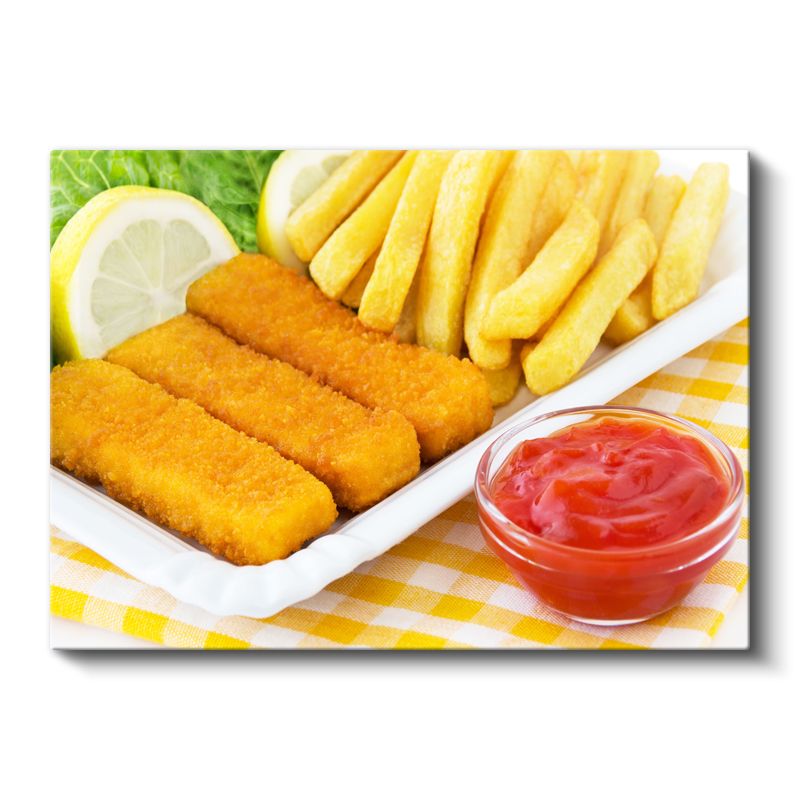 Balık Parmak - Patates Kızartması ve Ketçap Kanvas Tablo