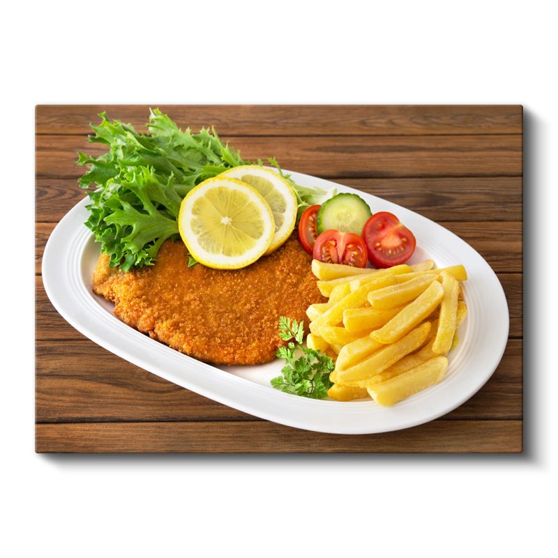 Şnitzel Tabağı - Patates Kızartması ve Taze Garnitür Kanvas Tablo