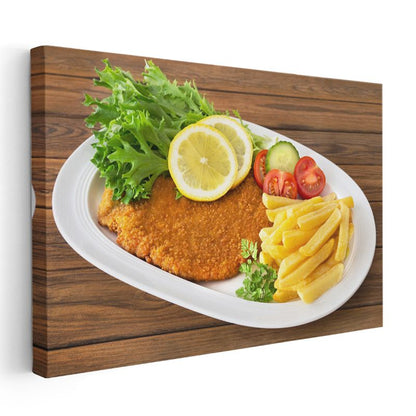 Şnitzel Tabağı - Patates Kızartması ve Taze Garnitür Kanvas Tablo