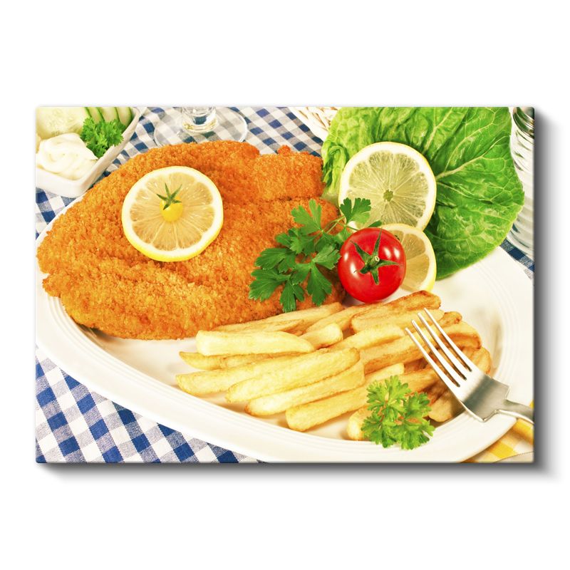 Çıtır Balık - Patates Kızartması ve Yeşillikler Kanvas Tablo
