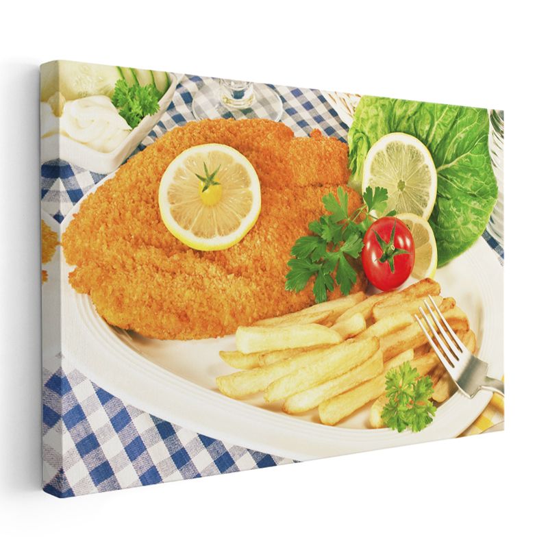 Çıtır Balık - Patates Kızartması ve Yeşillikler Kanvas Tablo