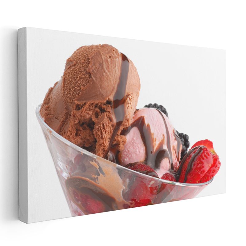 Çikolatalı Dondurma - Meyve Parçacıklı Cam Kasede Sunum Kanvas Tablo
