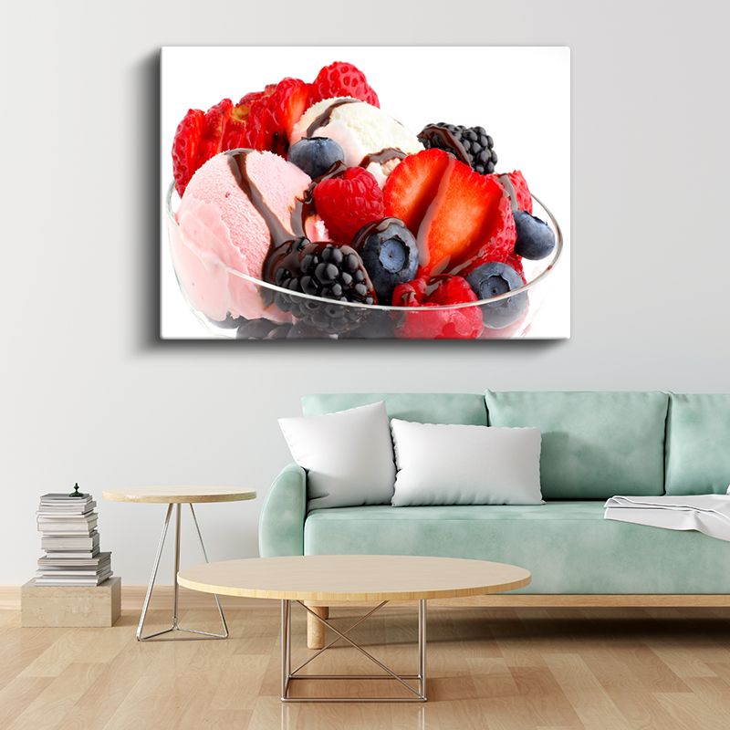 Meyveli Dondurma - Orman Meyveleri ve Krema Karışımı Kanvas Tablo