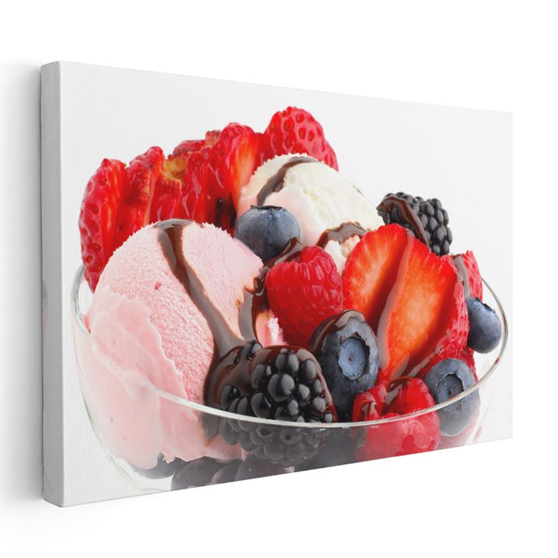 Meyveli Dondurma - Orman Meyveleri ve Krema Karışımı Kanvas Tablo