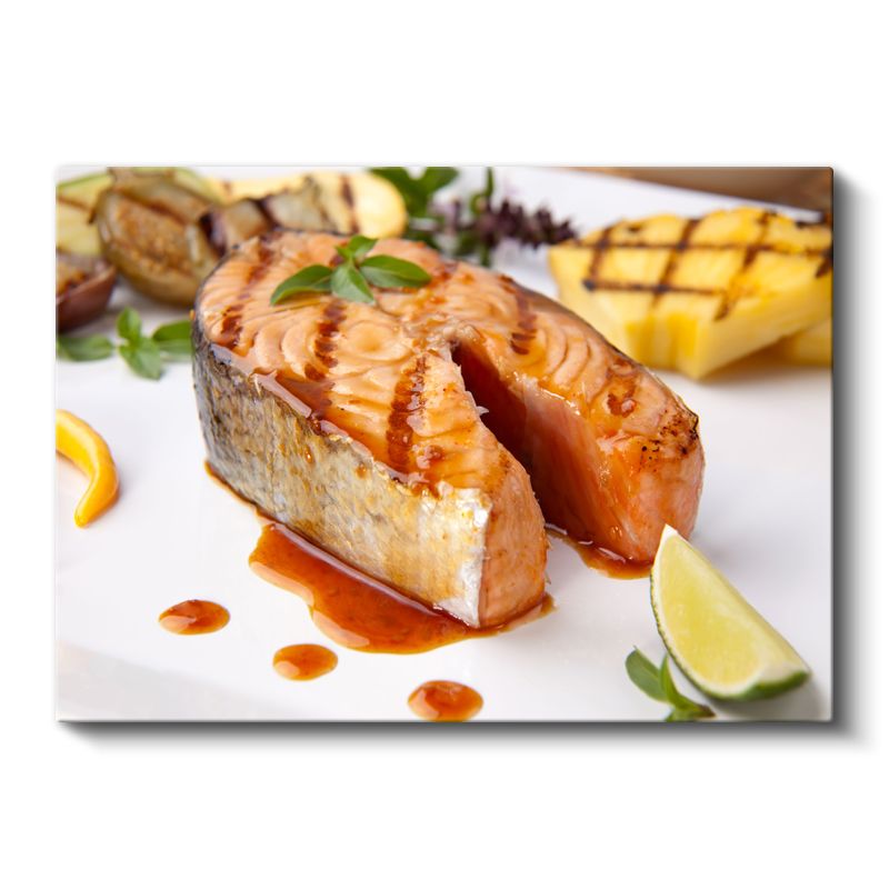 Izgara Somon - Özel Sos ve Ananas Eşliğinde Kanvas Tablo