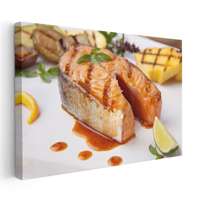 Izgara Somon - Özel Sos ve Ananas Eşliğinde Kanvas Tablo