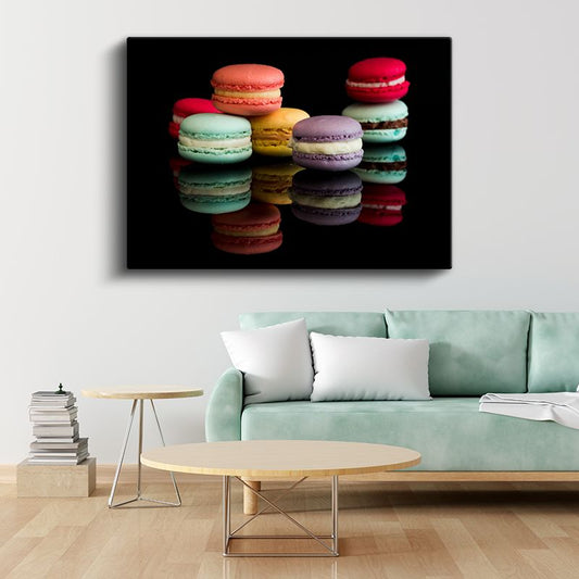 Renkli Makaron - Çeşitli Tatlar ve Renklerde Fransız Lezzeti Kanvas Tablo