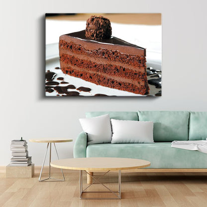 Çikolatalı Pasta - Trüf Toplu Katmanlı Lezzet Kanvas Tablo