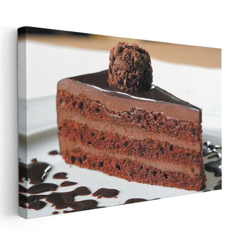 Çikolatalı Pasta - Trüf Toplu Katmanlı Lezzet Kanvas Tablo