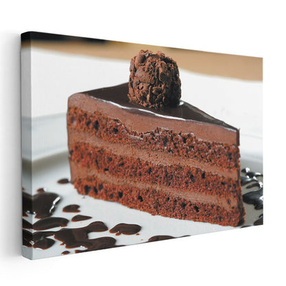 Çikolatalı Pasta - Trüf Toplu Katmanlı Lezzet Kanvas Tablo