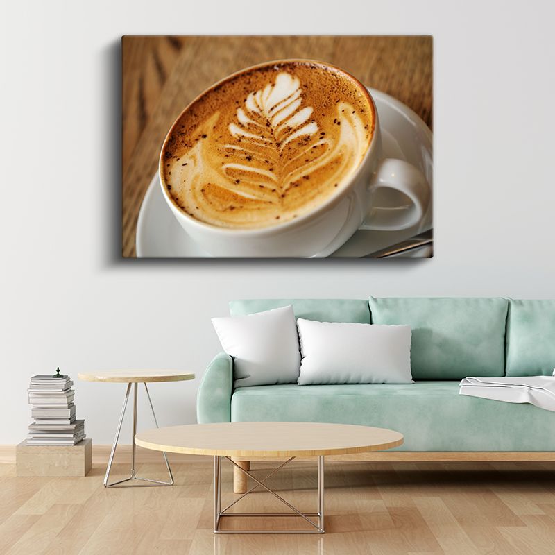 Latte Art - Yaprak Desenli Kahve Kanvas Tablo
