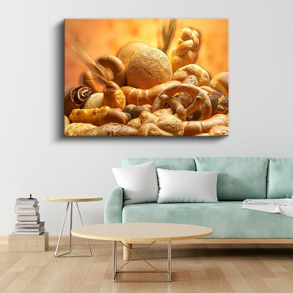 Fırın Lezzetleri - Taze Ekmek Çeşitleri Kanvas Tablo