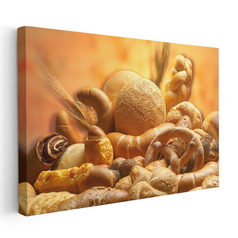 Fırın Lezzetleri - Taze Ekmek Çeşitleri Kanvas Tablo
