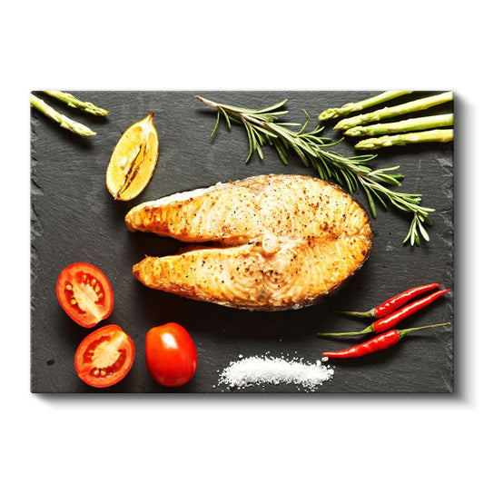 Somon Balığı - Baharatlı Deniz Mahsulü Kanvas Tablo