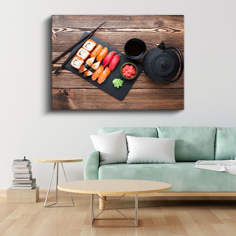 Japon Çay Seremonisi - Suşi ve Demlik Kanvas Tablo