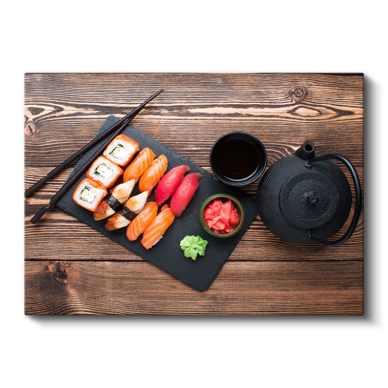 Japon Çay Seremonisi - Suşi ve Demlik Kanvas Tablo