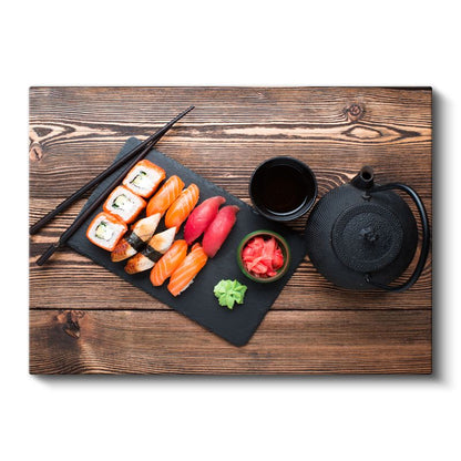 Japon Çay Seremonisi - Suşi ve Demlik Kanvas Tablo
