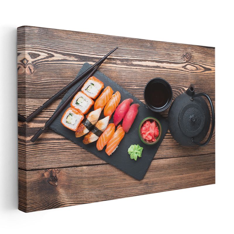 Japon Çay Seremonisi - Suşi ve Demlik Kanvas Tablo