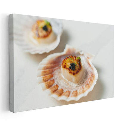 Deniz Tarağı - Gurme Deniz Ürünleri Kanvas Tablo