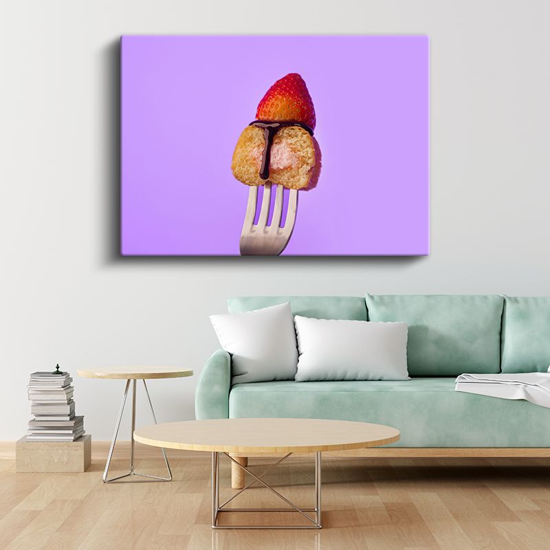 Çilekli Tatlı - Modern Pasta Sunumu Kanvas Tablo