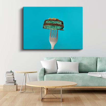 Turkuaz Pasta - Renkli Tatlı Sunumu Kanvas Tablo