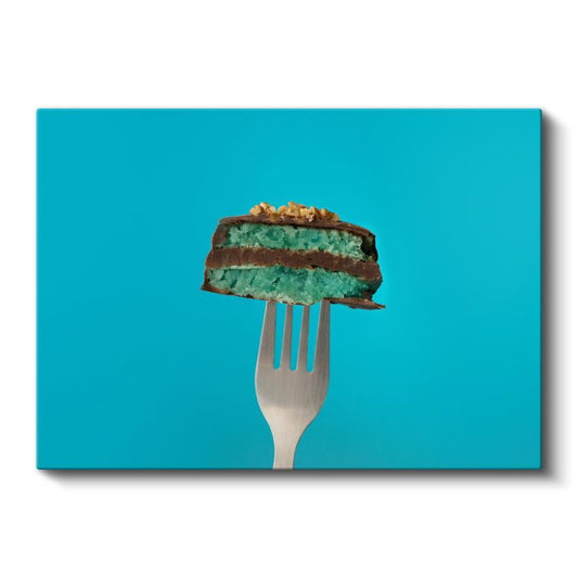 Turkuaz Pasta - Renkli Tatlı Sunumu Kanvas Tablo