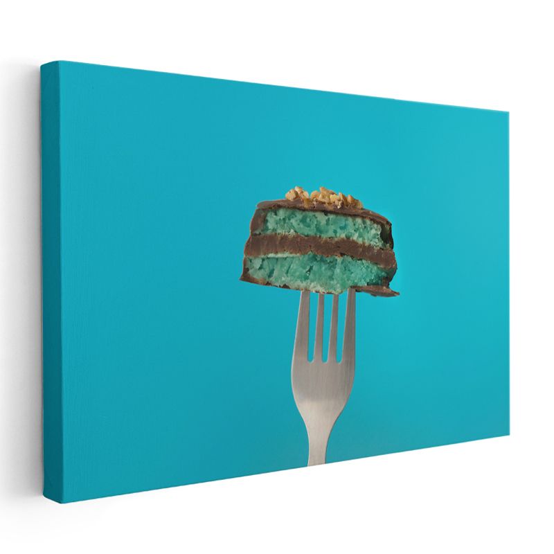 Turkuaz Pasta - Renkli Tatlı Sunumu Kanvas Tablo