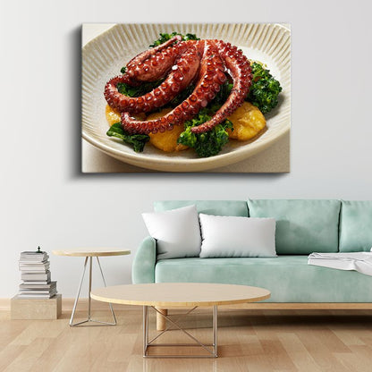 Ahtapot Tabağı - Akdeniz Mutfağı Kanvas Tablo