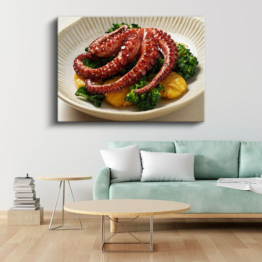 Ahtapot Tabağı - Akdeniz Mutfağı Kanvas Tablo