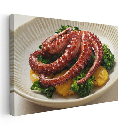 Ahtapot Tabağı - Akdeniz Mutfağı Kanvas Tablo