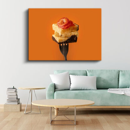 Tatlı Lezzet - Çilekli Pasta Dilimi Kanvas Tablo