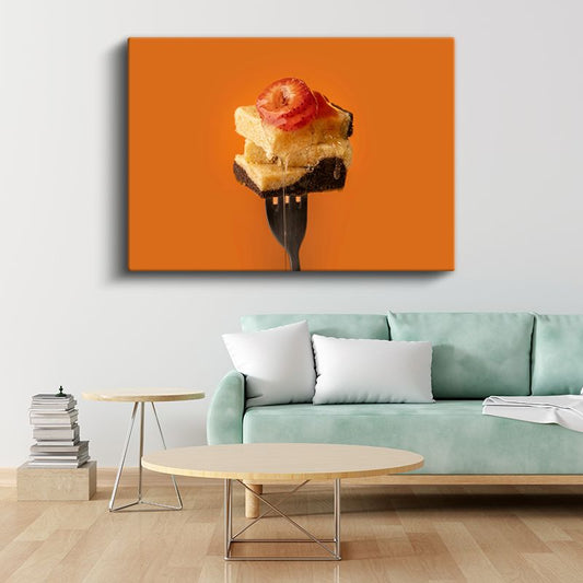 Tatlı Lezzet - Çilekli Pasta Dilimi Kanvas Tablo